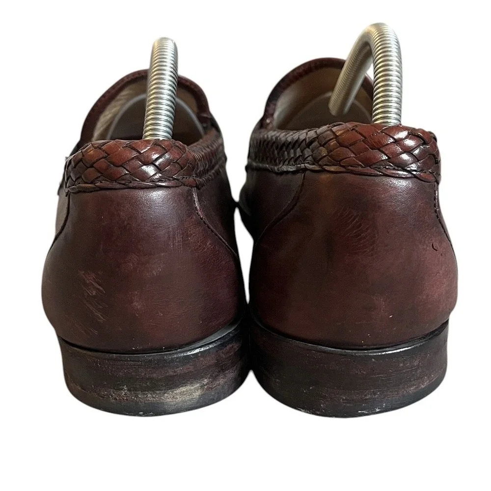Allen Edmonds Maxfield Tassel Loafers Mens 10.5 D 47717 Dark Brown Red Leather